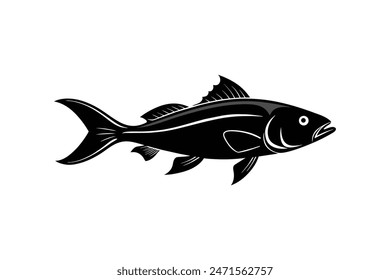 Exquisitely crafted, this illustration captures the elegance of a fish in silhouette, rendered with precision in vector art.