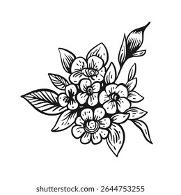 An Exquisitely Elegant Floral Branch, beautifully adorned with Delicate Leaves and Stunning Flowers