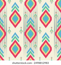 Exquisitely Silk Weaves Colorful Peacock's Feather Illustrator Embroidery Pride LGBTQ Seamless Pattern Vector. Traditional Chevron Ethnic Beautiful Navajo Greek Flamboyantly Design Texture Fabrics.