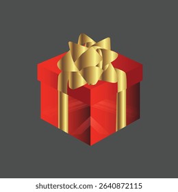 Exquisitely Wrapped Gift Box with Golden Ribbon on a Solid Background A Festive Celebration of Giving and Joyful Surprises