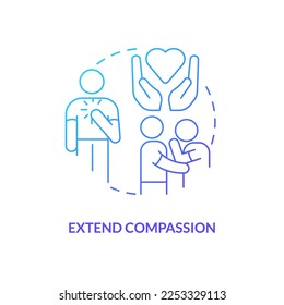 Extend compassion blue gradient concept icon. Fixing relationship abstract idea thin line illustration. Empathy and kindness. Unconditional love. Isolated outline drawing. Myriad Pro-Bold font used