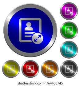 Extend contact icons on round luminous coin-like color steel buttons