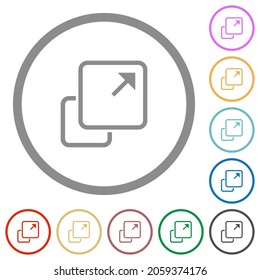 Extender los iconos de color plano del contorno del elemento en los contornos redondos sobre fondo blanco