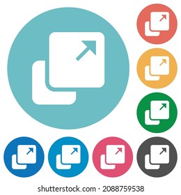 Extend element solid flat white icons on round color backgrounds