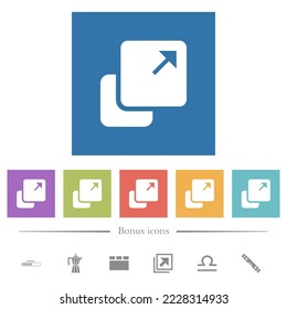 Extend element solid flat white icons in square backgrounds. 6 bonus icons included.