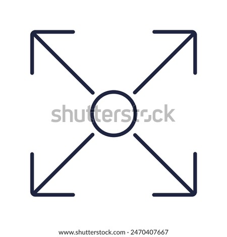 Extend line icon. Resize, enlarge, move, full screen, maximize concept. Zoom logo with direction arrows for web and mobile. Editable vector stroke. Pixel Perfect.