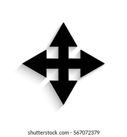Extend resize cursor icon - black vector illustration with  shadow