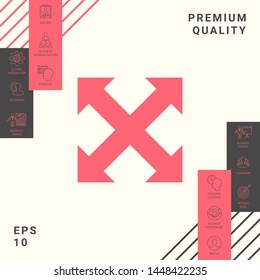 Extend, resize, enlarge icon. Elements for your design