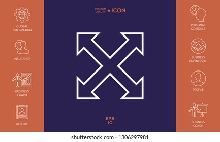 Extend, resize, enlarge line icon. Graphic elements for your design