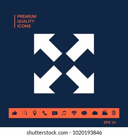 Extend, resize icon. Cross arrow sign.