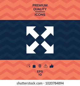 Extend, resize icon. Cross arrow sign.