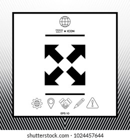 Extend, resize icon. Cross arrow sign.