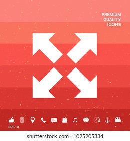 Extend, resize icon. Cross arrow sign.