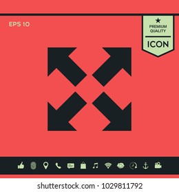 Extend, resize icon. Cross arrow sign.