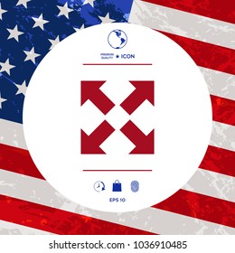 Extend, resize icon. Cross arrow sign.