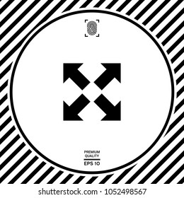 Extend, resize icon. Cross arrow sign.