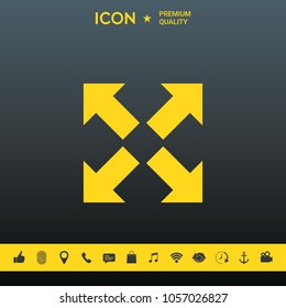 Extend, resize icon. Cross arrow sign.