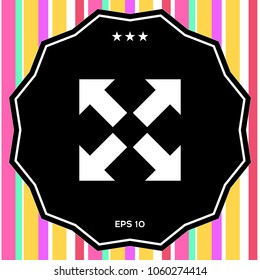 Extend, resize icon. Cross arrow sign.