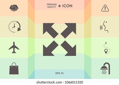 Extend, resize icon. Cross arrow sign.