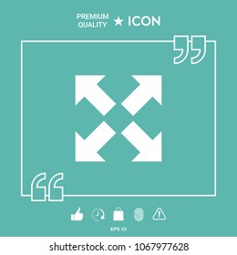 Extend, resize icon. Cross arrow sign.
