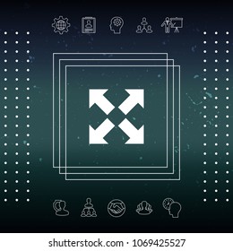 Extend, resize icon. Cross arrow sign.