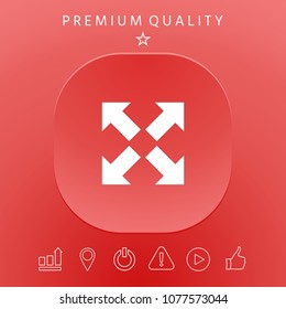 Extend, resize icon. Cross arrow sign.