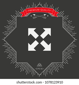 Extend, resize icon. Cross arrow sign.
