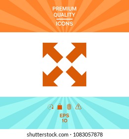 Extend, resize icon. Cross arrow sign.