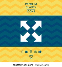 Extend, resize icon. Cross arrow sign.