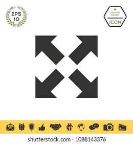 Extend, resize icon. Cross arrow sign.