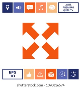 Extend, resize icon. Cross arrow sign.