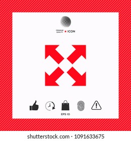 Extend, resize icon. Cross arrow sign.