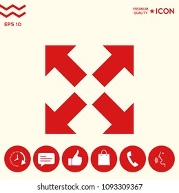 Extend, resize icon. Cross arrow sign.