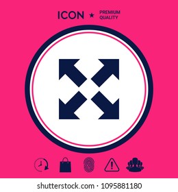 Extend, resize icon. Cross arrow sign.