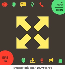 Extend, resize icon. Cross arrow sign.