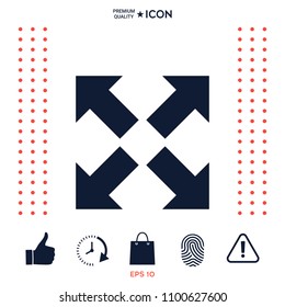 Extend, resize icon. Cross arrow sign. Element for your design