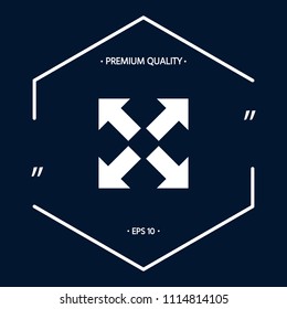Extend, resize icon. Cross arrow sign.