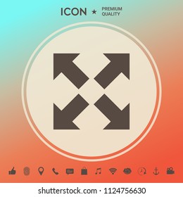 Extend, resize icon. Cross arrow sign.