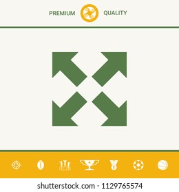 Extend, resize icon. Cross arrow sign.
