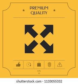 Extend, resize icon. Cross arrow sign.