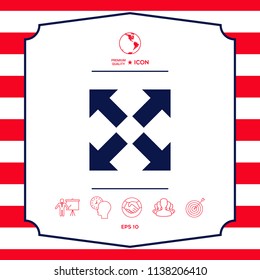 Extend, resize icon. Cross arrow sign.