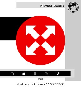 Extend, resize icon. Cross arrow sign.