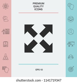 Extend, resize icon. Cross arrow sign.