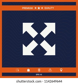 Extend, resize icon. Cross arrow sign.