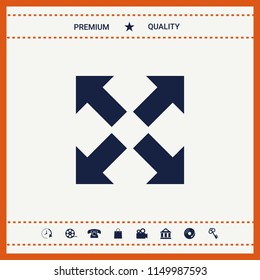 Extend, resize icon. Cross arrow sign.