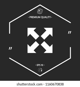 Extend, resize icon. Cross arrow sign.