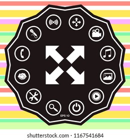 Extend, resize icon. Cross arrow sign.