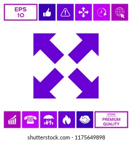 Extend, resize icon. Cross arrow sign.