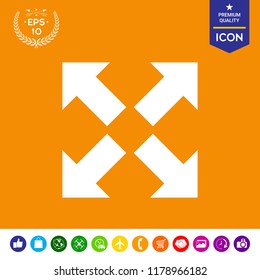 Extend, resize icon. Cross arrow sign.