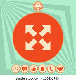 Extend, resize icon. Cross arrow sign.
